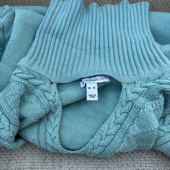 Isaac Mizrahi Teal Cowl Neck Sweater - Picture 3 of 6